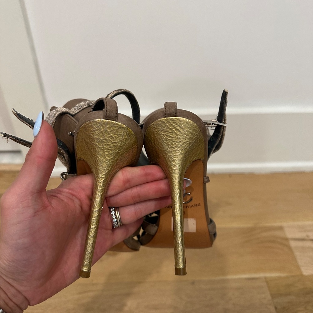 Monika Chiang Beige Domina Cuff Chain Heels Shoes Stilettos Sandals Size 38 - Picture 4 of 4